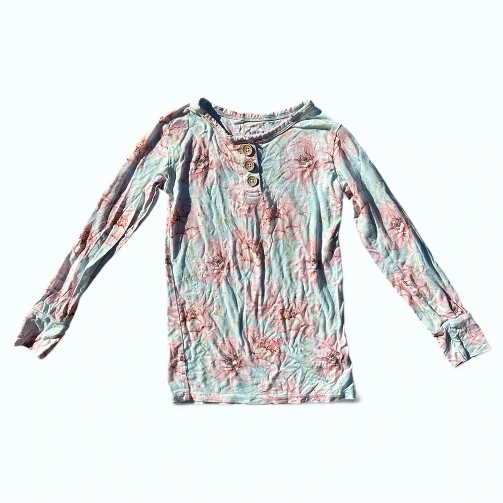 Posh Peanut Bamboo Floral Henley Pajama Top 6T Cottagecore